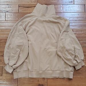 Lit Active whisper oversized tan funnel neck sweater